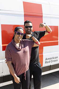 September 24, 2023. Montgomery, Alabama. The Alabama State University blood drive marked the sixth time that Radhika Sharma and Kuntal Desai have donated blood as a married couple. “We donate because it’s incredibly important to do so!”